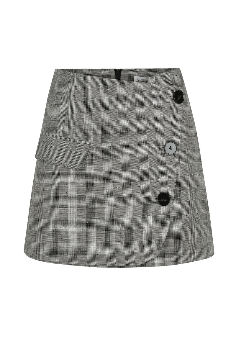 Shona Joy Birilla Asymmetric Button Mini Skirt