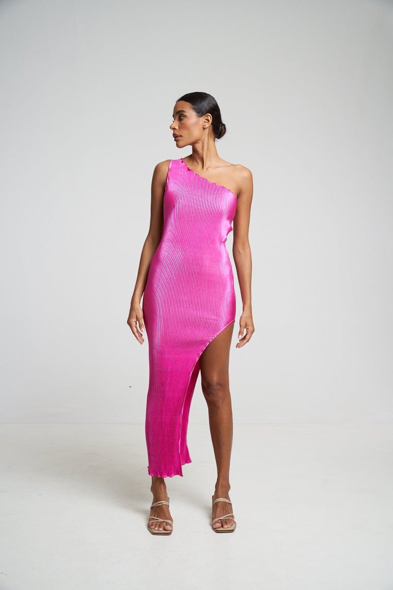 L'idee Naomi Split Gown Flamingo